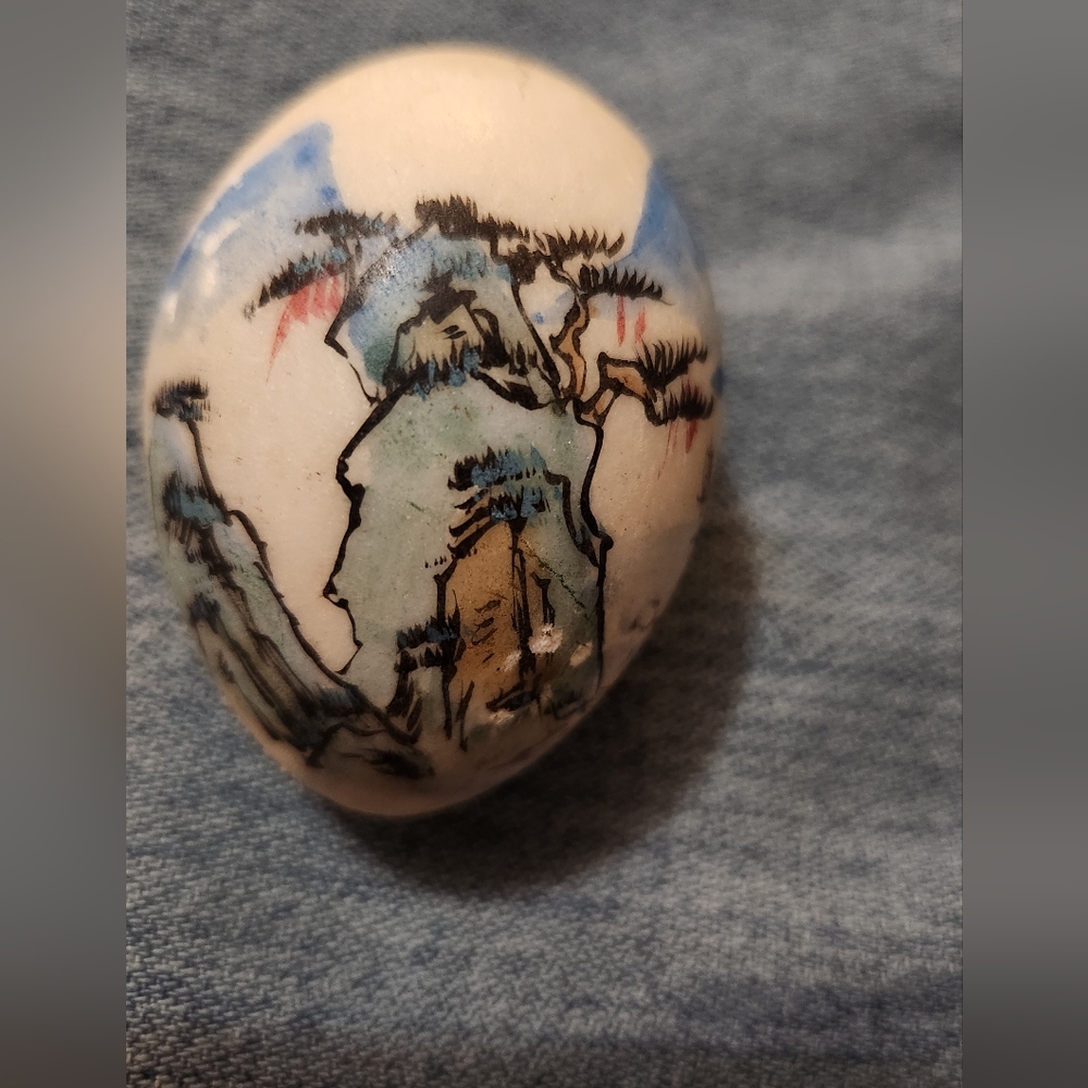 Alabaster hand painted egg